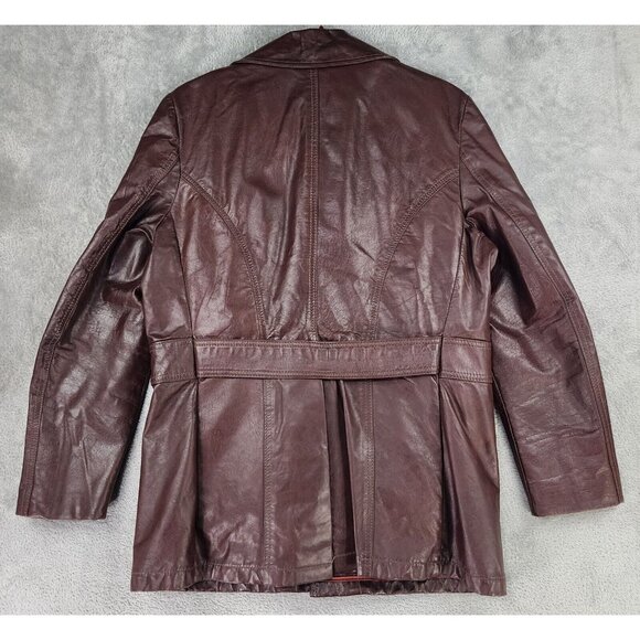 Gino Leathers Jacket Mens Size 42 Button Down Long Sleeve Vintage Coat - Picture 2 of 13